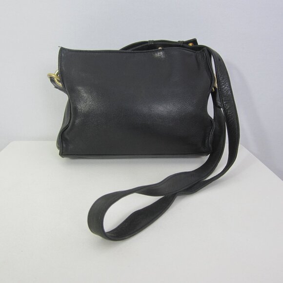 Vtg Americana By Sharif Black Glove Leather Shoulder Cross Body Bag Minimalist - Picture 4 of 15